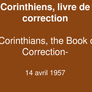 Corinthiens, livre de correction Corinthiens, livre de correction