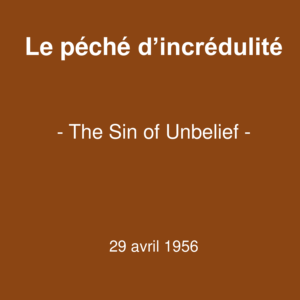 Le péché d’incrédulité