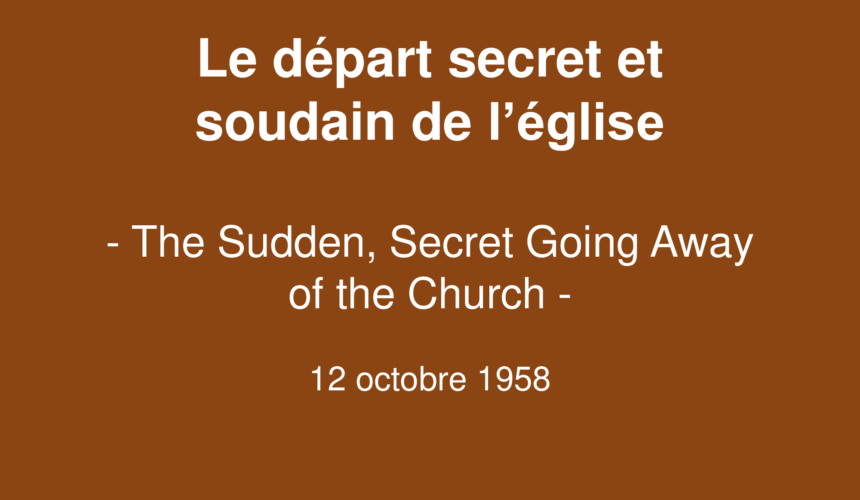 Le départ secret et soudain de l’église